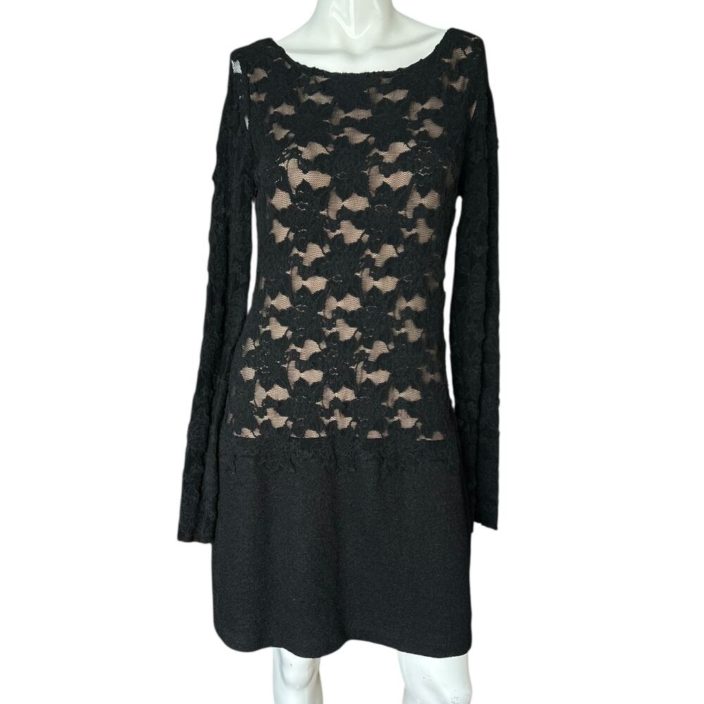 Bailey 44 Black Lace Long Sleeve Dress Size Large